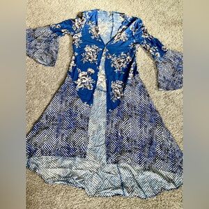 Versona Royal Blue Floral & Chevron Duster Cardigan
